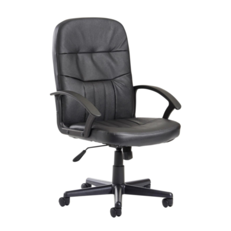 Cavalier Conference Room High Back Managers Chair - Black Leather Faced