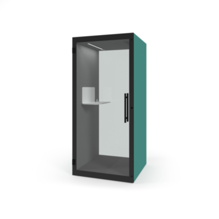 Chatbox Single Person Acoustic Hub 1m X 1m With Shelf - Mint Turquoise