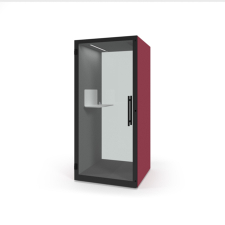 Chatbox Single Person Acoustic Hub 1m X 1m With Shelf - Red Violet