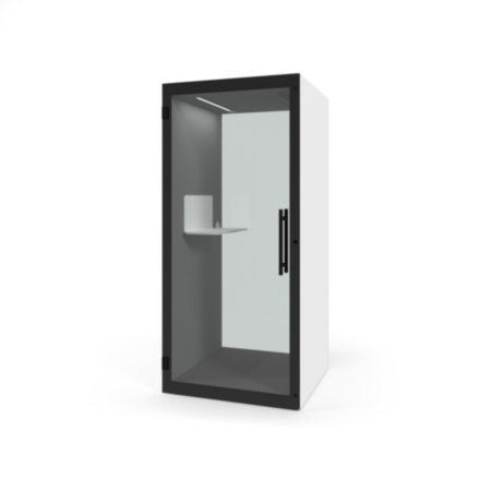 Chatbox Single Person Acoustic Hub 1m X 1m With Shelf - Whiteboard White