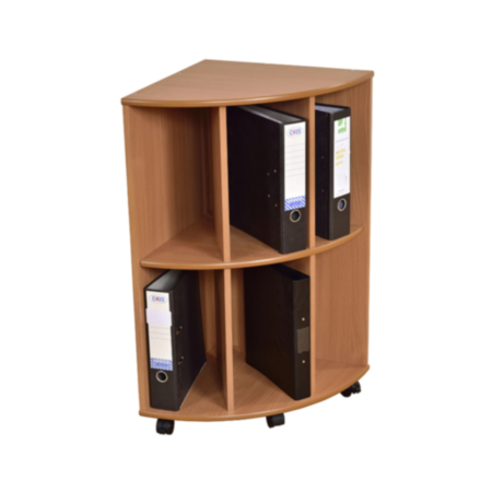 Beech Mobile Corner Filing Unit with Lockable Castors