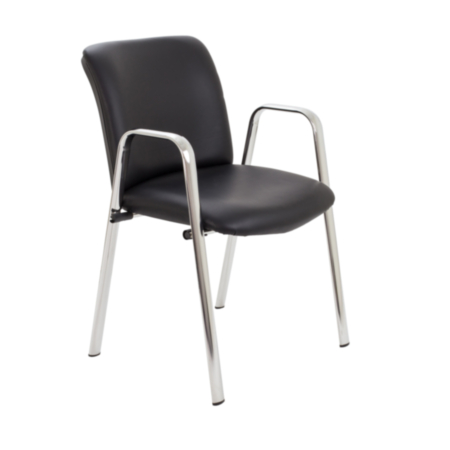 Pavillion Meeting and Conference Armchair with Chrome Frame - Leather