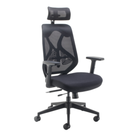 Maldini High Back Mesh Executive Office Chair with Black Frame &amp; Black Fabric 