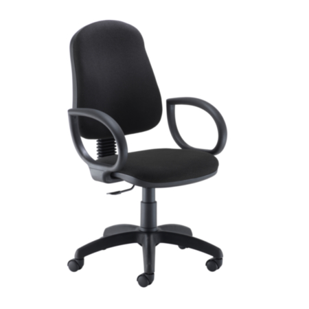 Calypso 2 Single Lever Fixed Back Ergonomic Office Operator Chair with Fixed Arms - Black