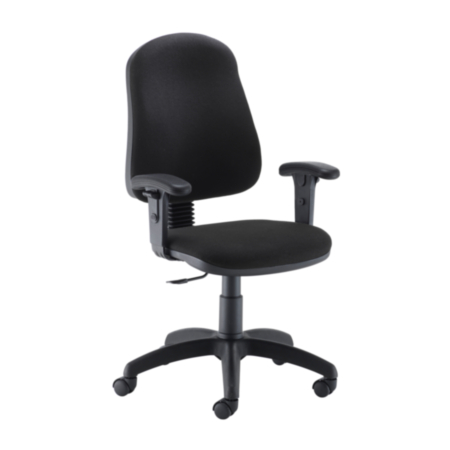 Calypso 2 Single Lever Fixed Back Ergonomic Office Operator Chair with Adjustable Arms - Black