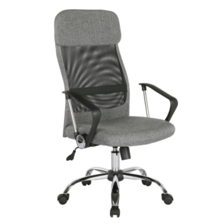 Chord High Back Operators Office Chair with Mesh Back and Headrest - Grey