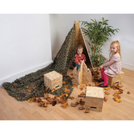 Early Years Conversations Around the Campfire Set of 3 Stools and Storage Boxes