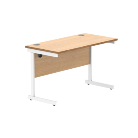 Office Rectangular Desk With Steel Single Upright Cantilever Frame | 1200X600 | Norwegian Beech/White