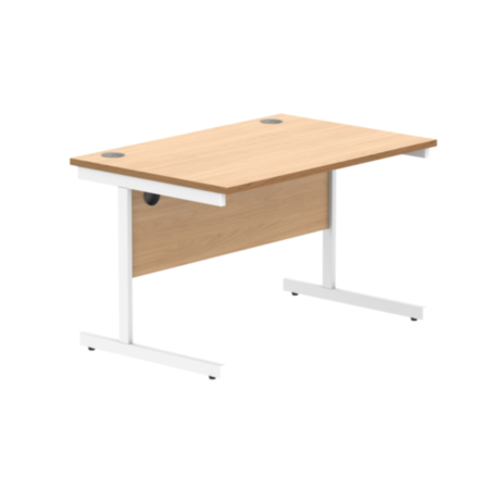 Office Rectangular Desk With Steel Single Upright Cantilever Frame | 1200X800 | Norwegian Beech/White