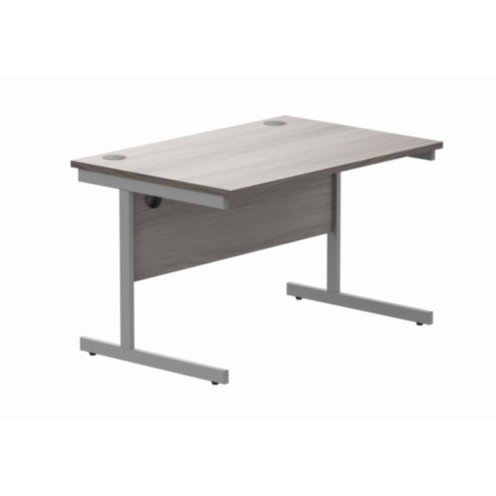 Office Rectangular Desk With Steel Single Upright Cantilever Frame | 1200X800 | Alaskan Grey Oak/Silver