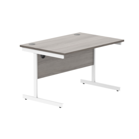 Office Rectangular Desk With Steel Single Upright Cantilever Frame | 1200X800 | Alaskan Grey Oak/White