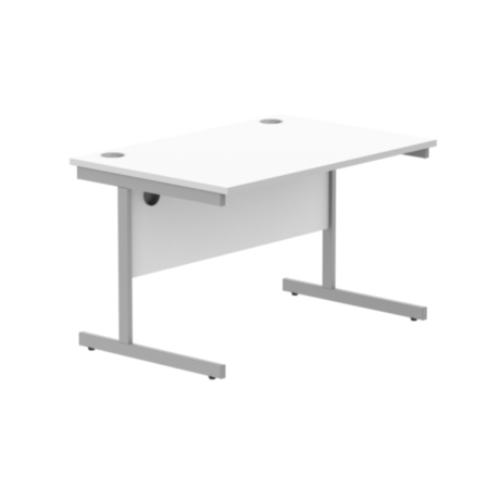 Office Rectangular Desk With Steel Single Upright Cantilever Frame | 1200X800 | Arctic White/White