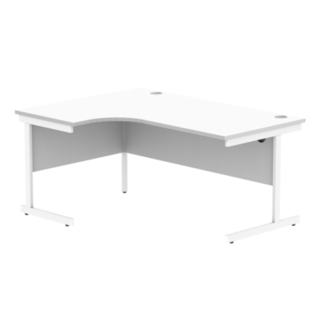 Office Left Hand Corner Desk With Steel Single Upright Cantilever Frame | 1600X1200 | Arctic White/White