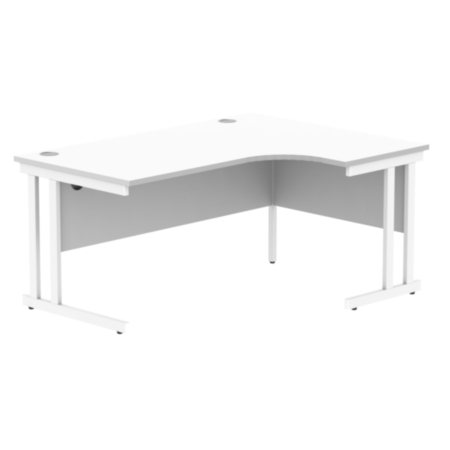 Office Right Hand Corner Desk With Steel Double Upright Cantilever Frame | 1600X1200 | Arctic White/White