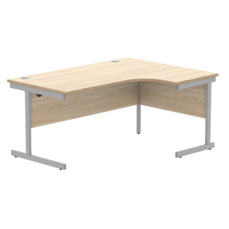 Office Right Hand Corner Desk With Steel Single Upright Cantilever Frame | 1600X1200 | Canadian Oak/Silver