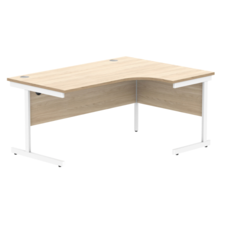 Office Right Hand Corner Desk With Steel Single Upright Cantilever Frame | 1600X1200 | Canadian Oak/White