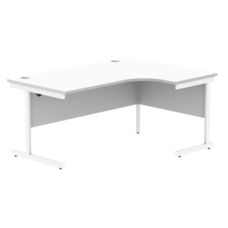 Office Right Hand Corner Desk With Steel Single Upright Cantilever Frame | 1600X1200 | Arctic White/White