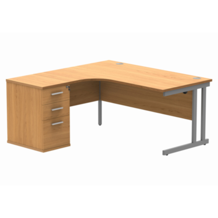 Du Lh Radial Desk+Desk High Ped-1600X1200-Norwegian Beech/Silver