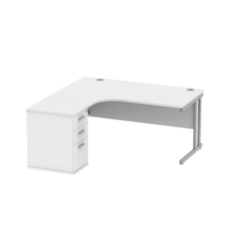 Du Lh Radial Desk+Desk High Ped-1600X1200-Arctic White/Silver