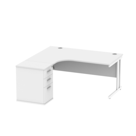 Du Lh Radial Desk+Desk High Ped-1612-Arctic White/White