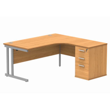 Du Rh Radial Desk+Desk High Ped-1600X1200-Norwegian Beech/Silver
