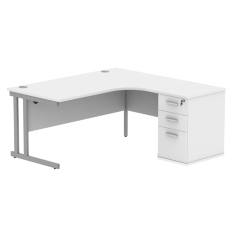 Du Rh Radial Desk+Desk High Ped-1600X1200-Arctic White/Silver