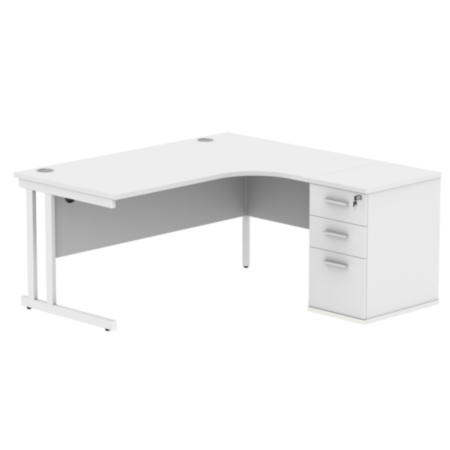 Du Rh Radial Desk+Desk High Ped-1612-Arctic White/White