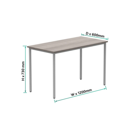 Office Rectangular Multi-Use Table | 1200X600 | Alaskan Grey Oak/Silver