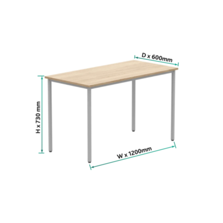 Office Rectangular Multi-Use Table | 1200X600 | Canadian Oak/Silver
