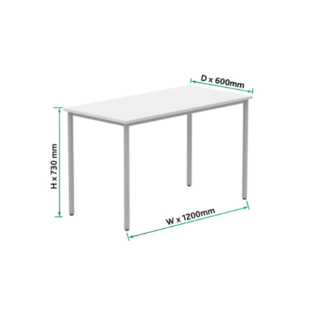 Office Rectangular Multi-Use Table | 1200X600 | Arctic White/Silver