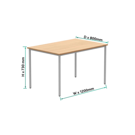 Office Rectangular Multi-Use Table | 1200X800 | Norwegian Beech/Silver