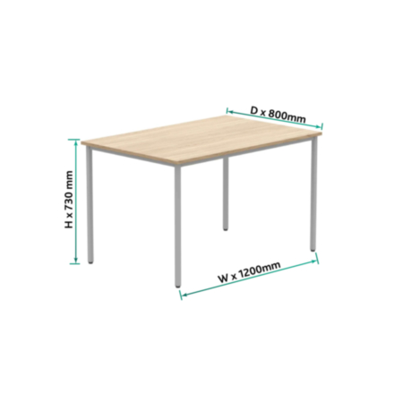 Office Rectangular Multi-Use Table | 1200X800 | Canadian Oak/Silver