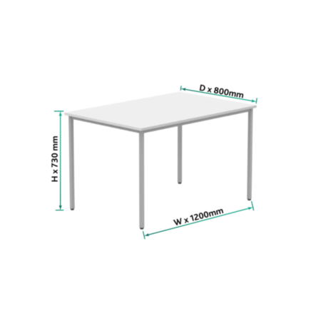 Office Rectangular Multi-Use Table | 1200X800 | Arctic White/Silver