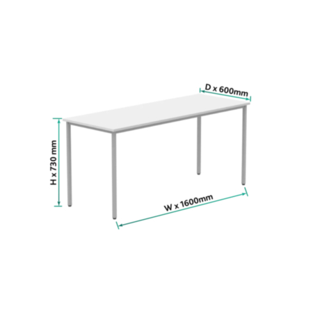 Office Rectangular Multi-Use Table | 1600X600 | Arctic White/Silver