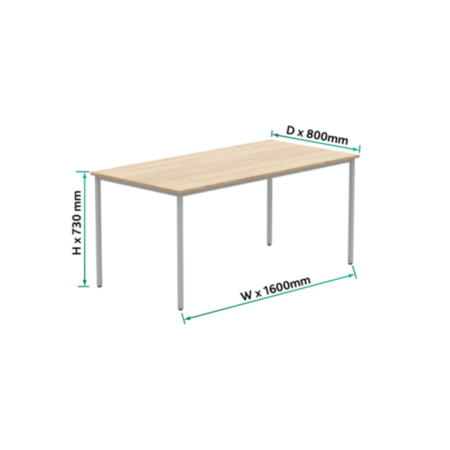 Office Rectangular Multi-Use Table | 1600X800 | Canadian Oak/Silver