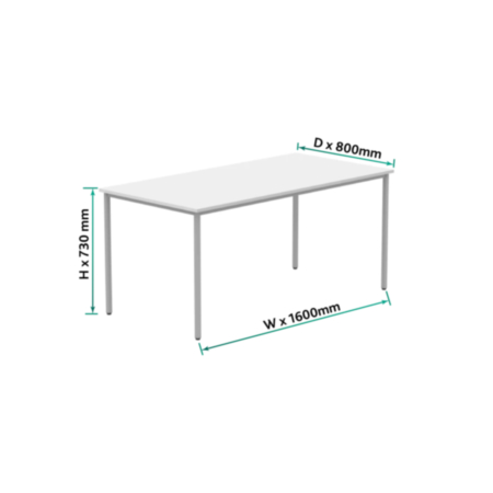 Office Rectangular Multi-Use Table | 1600X800 | Arctic White/Silver