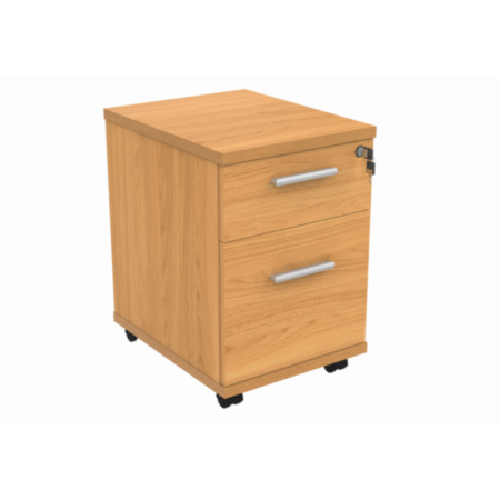 Mobile Under Desk Office Storage Unit | 2 Drawers | Norwegian Beech