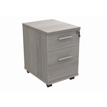 Mobile Under Desk Office Storage Unit | 2 Drawers | Alaskan Grey Oak