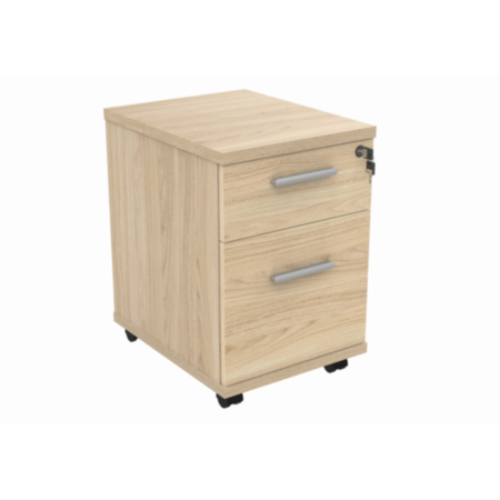 Mobile Under Desk Office Storage Unit | 2 Drawers | Canadian Oak