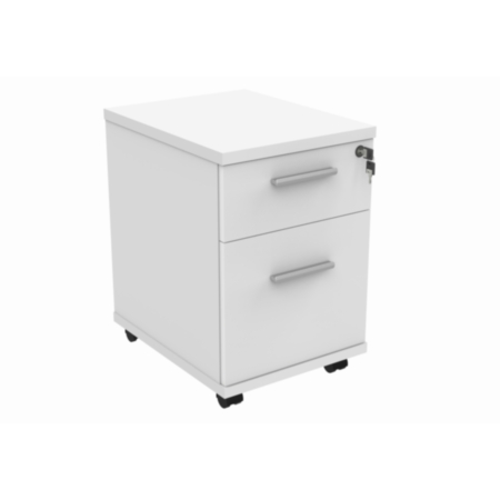 Mobile Under Desk Office Storage Unit | 2 Drawers | Arctic White