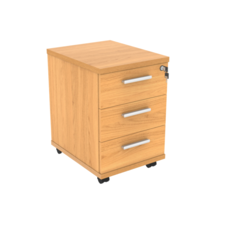 Mobile Under Desk Office Storage Unit | 3 Drawers | Norwegian Beech