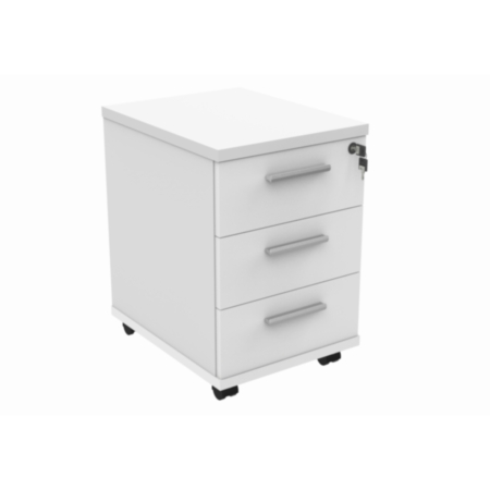 Mobile Under Desk Office Storage Unit | 3 Drawers | Arctic White
