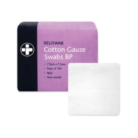 Cotton Gauze Swabs 7.5cm x 7.5cm  Pack 100