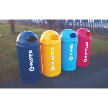 School Playground Bin with Recycling Graphics