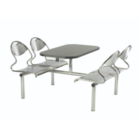 Create 6 Seater Chrome Metal Fast Food Seating Unit with Both Sides Accessible 
