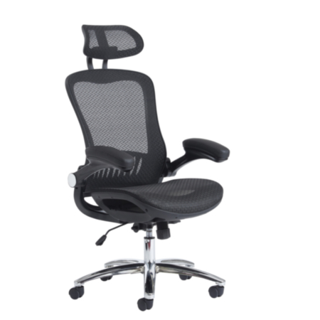 Curva High Back Mesh Office Chair With Headrest &amp; Padded Arms 