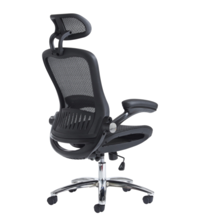 Curva High Back Mesh Office Chair With Headrest &amp; Padded Arms 