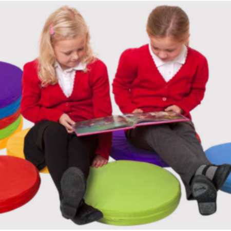 Early Years Circular Foam Filled Carry Cushions with Storage Holdall - Pack of 10 