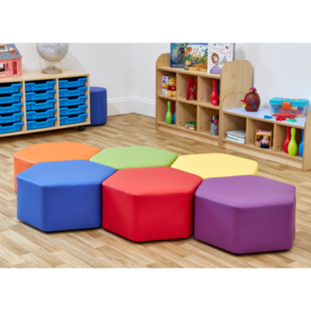 Acorn Primary Classroom Hexagon Foam Seats- Set of 6