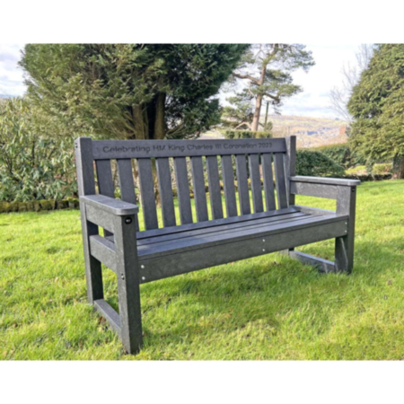 Recycled Plastic King Charles III Coronation Engraved Dale Bench